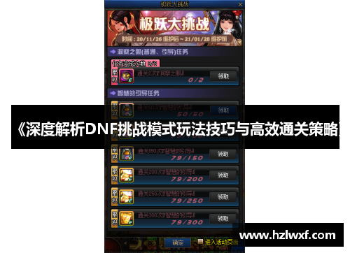 《深度解析DNF挑战模式玩法技巧与高效通关策略》